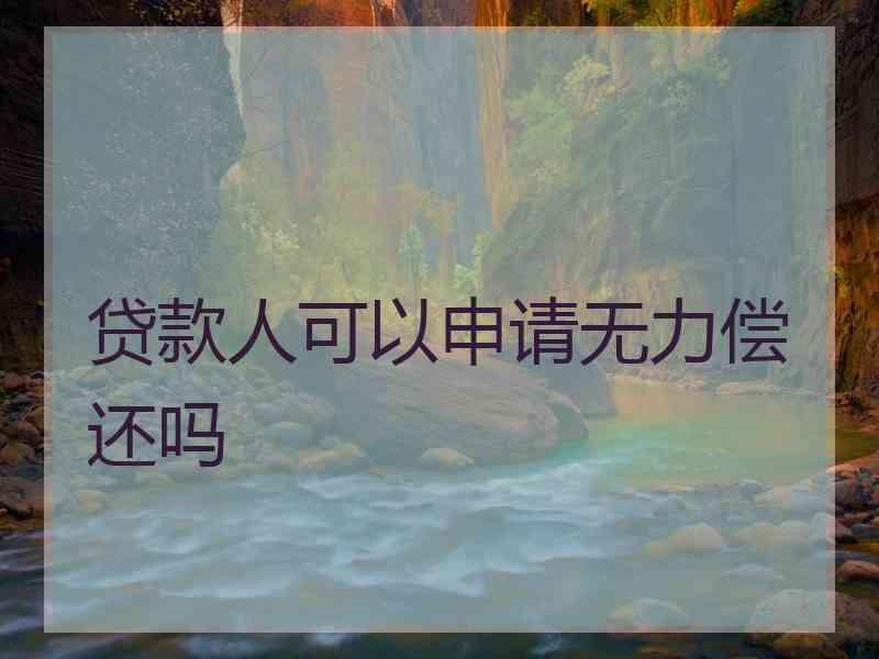 贷款人可以申请无力偿还吗