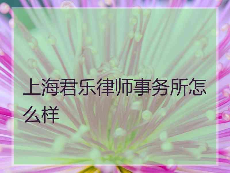 上海君乐律师事务所怎么样