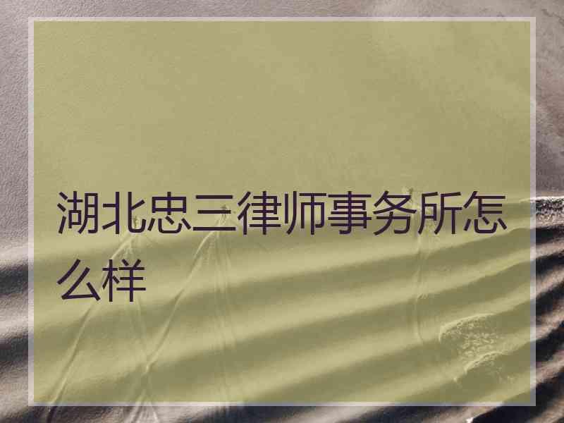 湖北忠三律师事务所怎么样