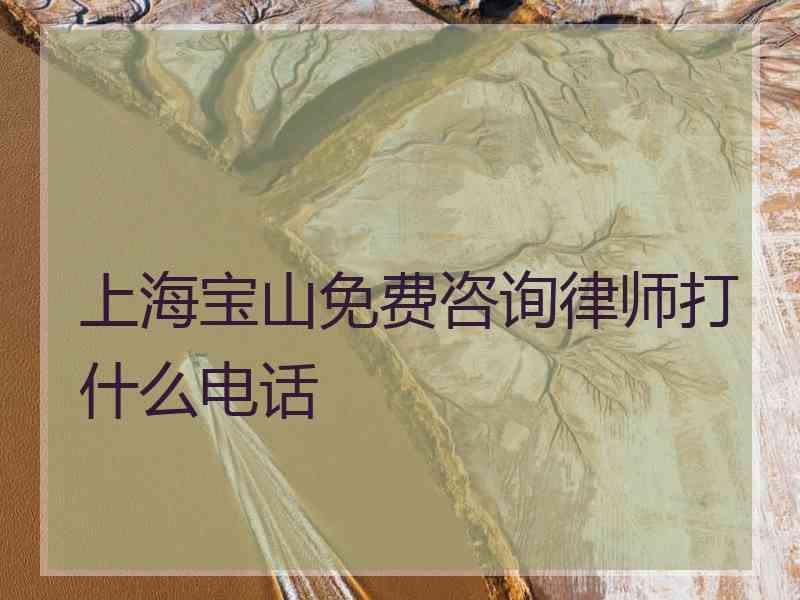 上海宝山免费咨询律师打什么电话