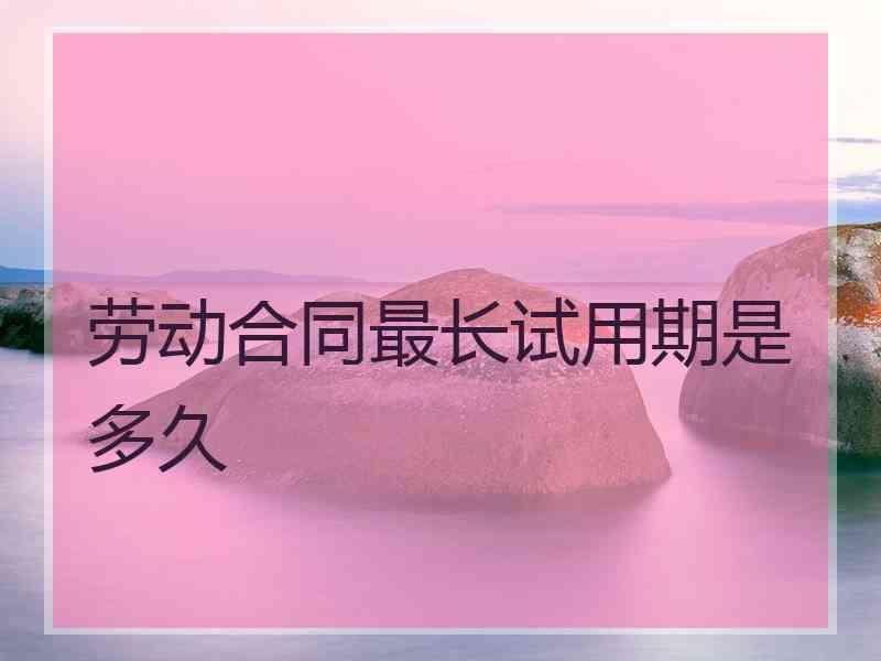 劳动合同最长试用期是多久