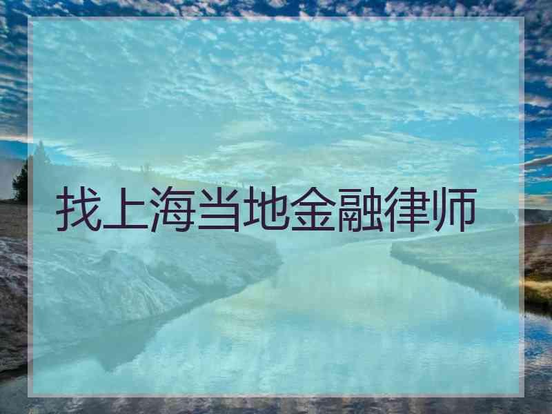 找上海当地金融律师