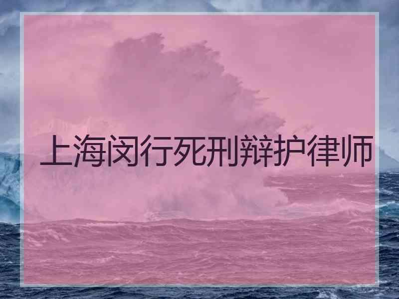 上海闵行死刑辩护律师