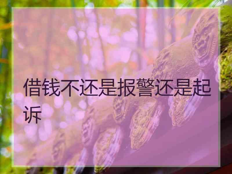 借钱不还是报警还是起诉