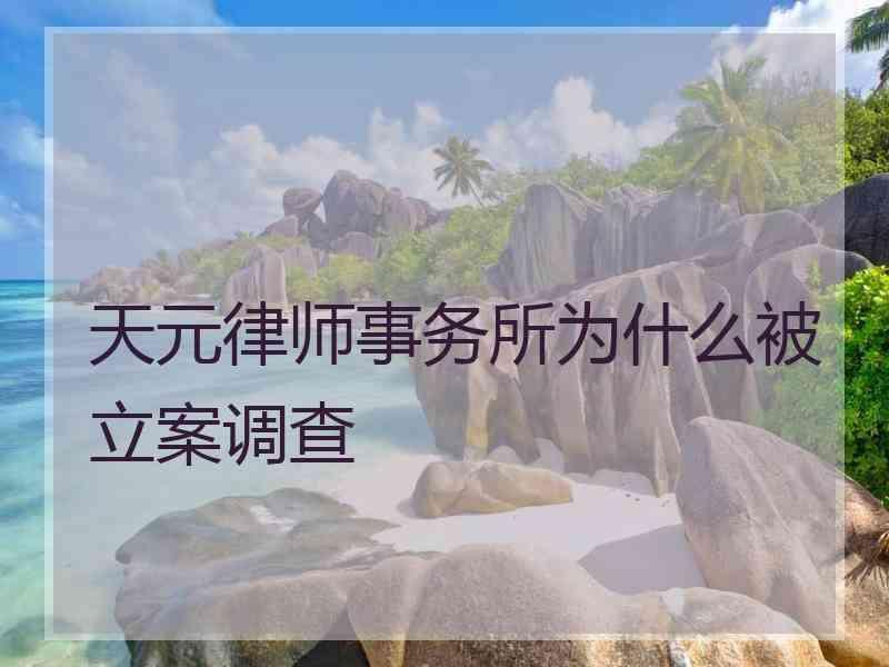 天元律师事务所为什么被立案调查