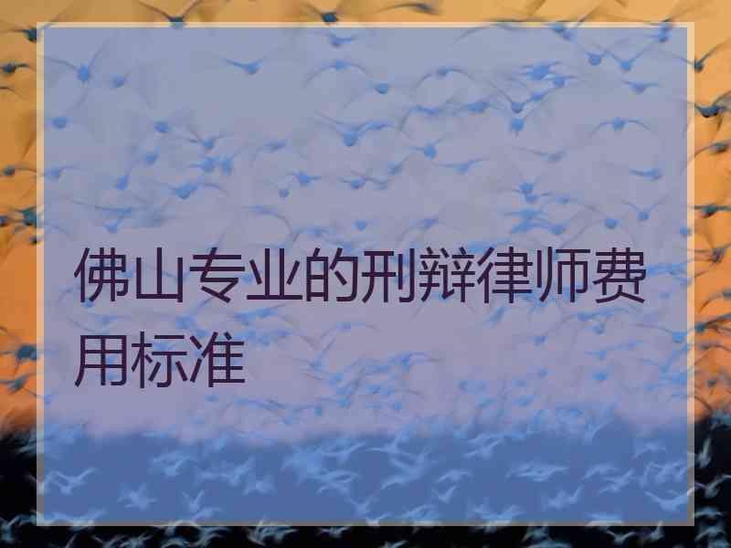 佛山专业的刑辩律师费用标准