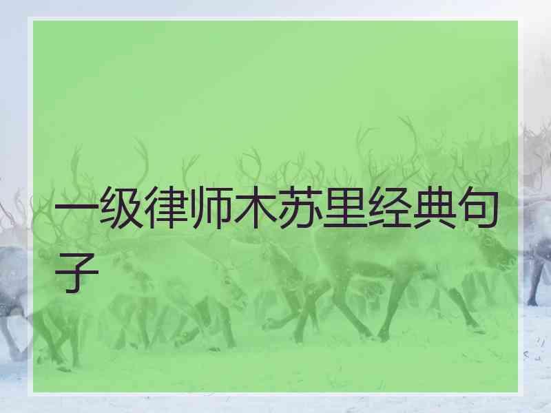 一级律师木苏里经典句子