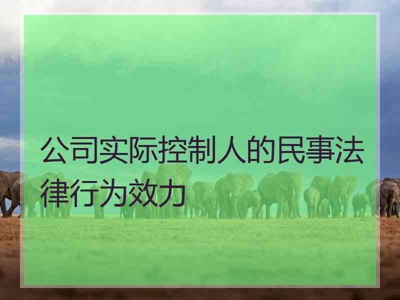 公司实际控制人的民事法律行为效力