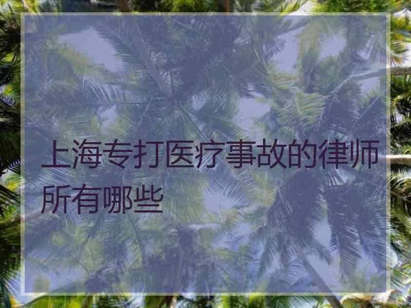 上海专打医疗事故的律师所有哪些