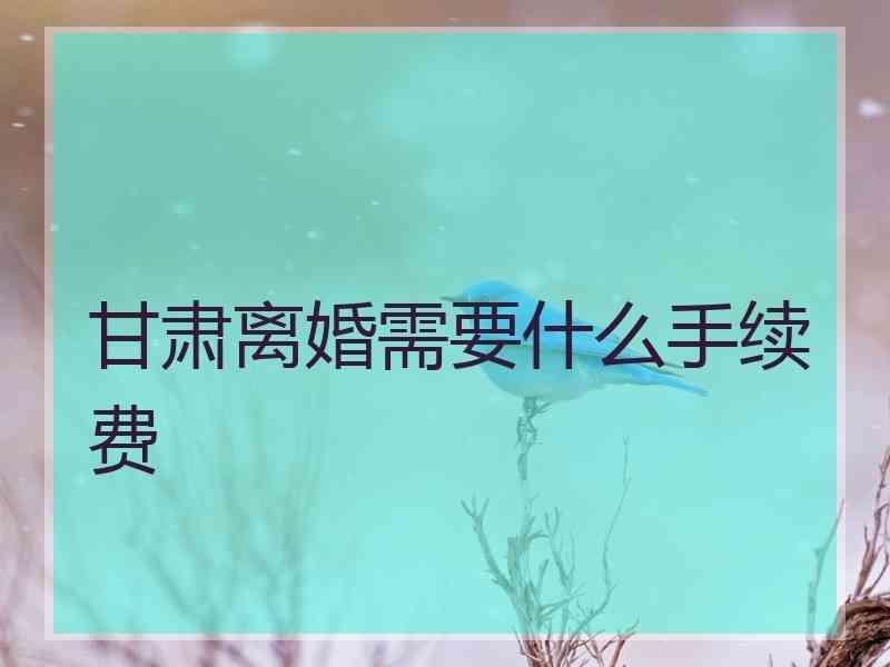 甘肃离婚需要什么手续费