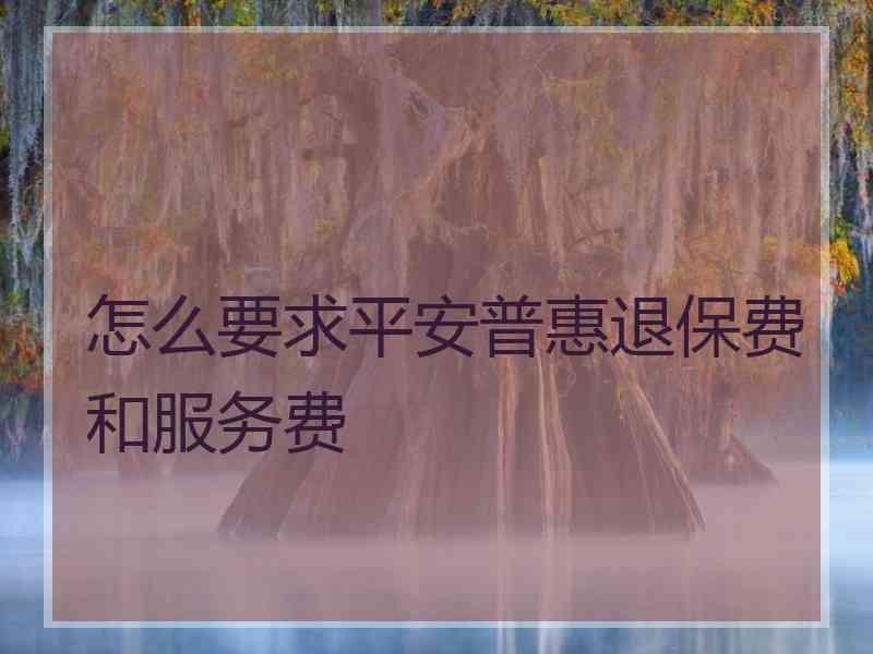 怎么要求平安普惠退保费和服务费