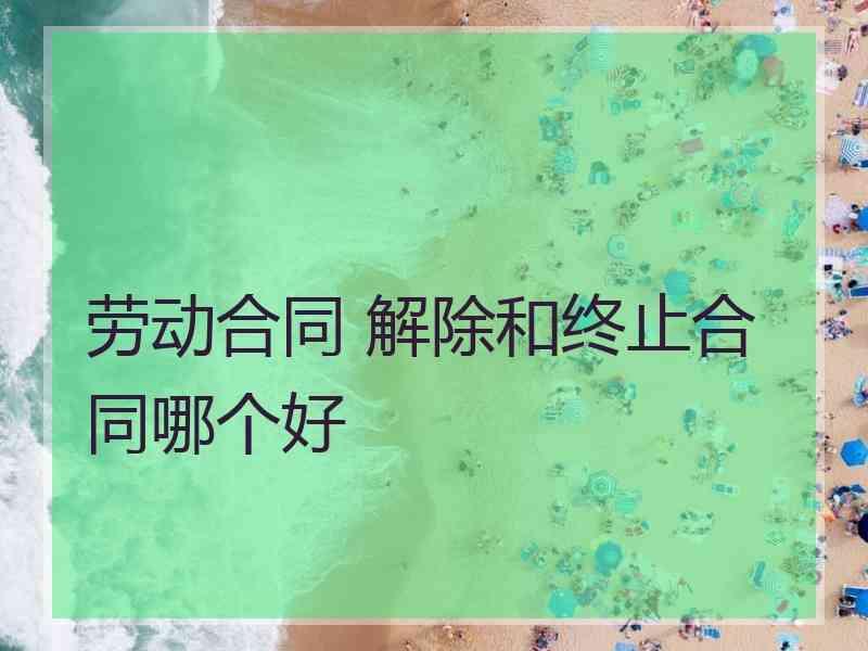 劳动合同 解除和终止合同哪个好