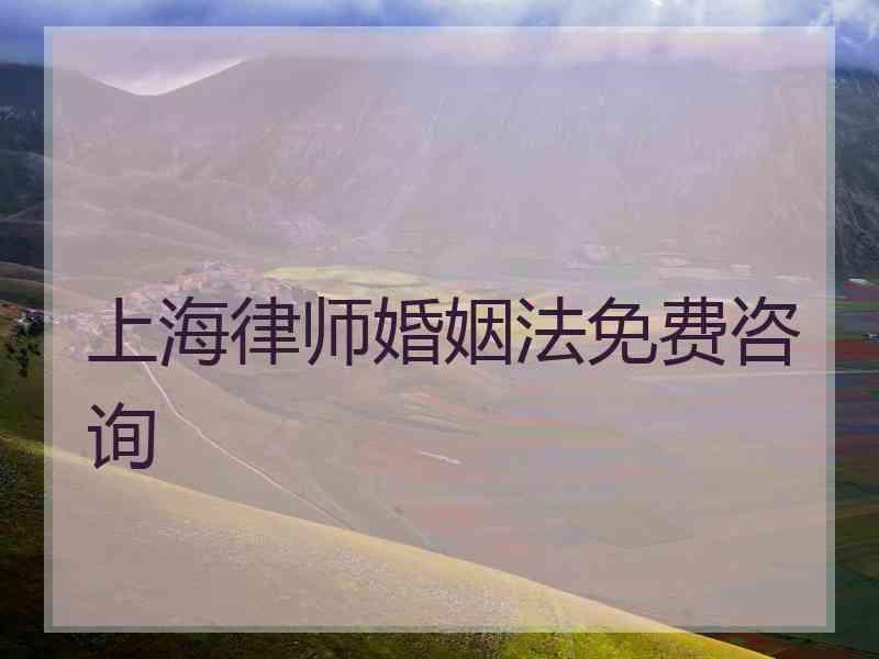 上海律师婚姻法免费咨询