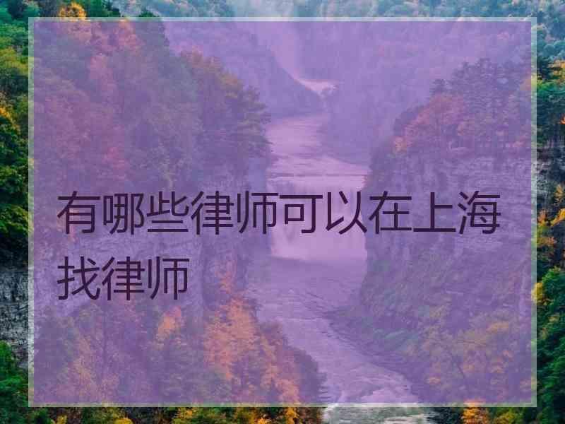 有哪些律师可以在上海找律师