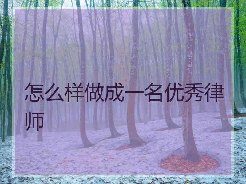 怎么样做成一名优秀律师