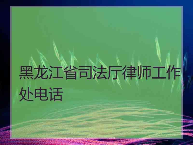 黑龙江省厅律师工作处电话