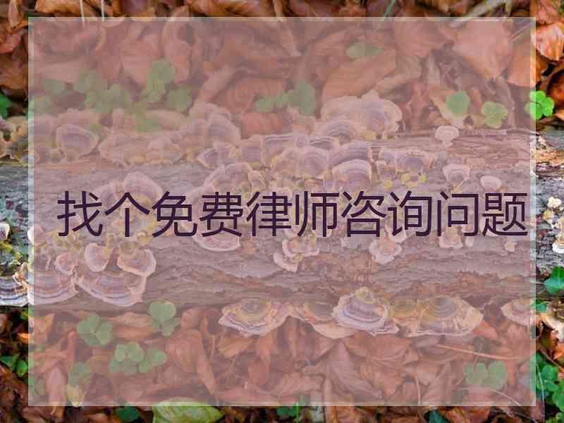 找个免费律师咨询问题