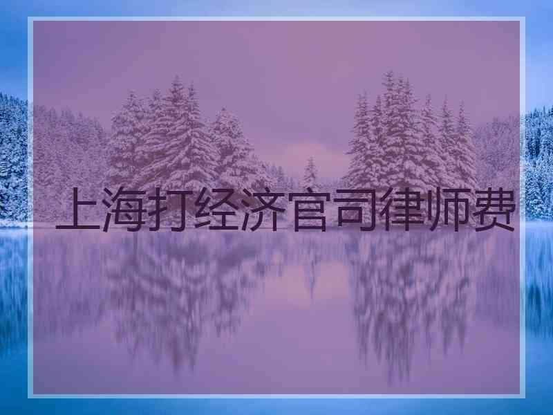 上海打经济官司律师费