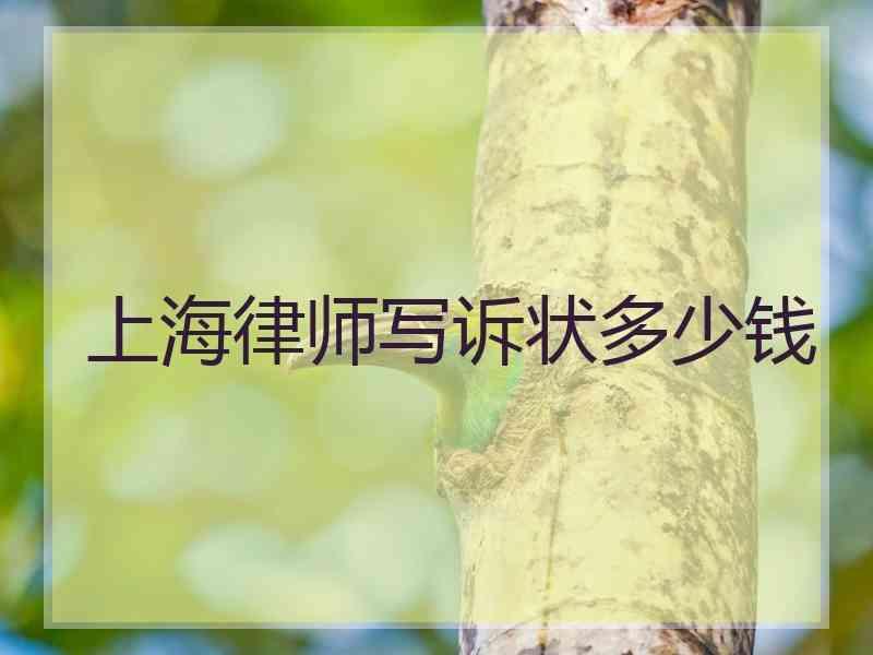 上海律师写诉状多少钱