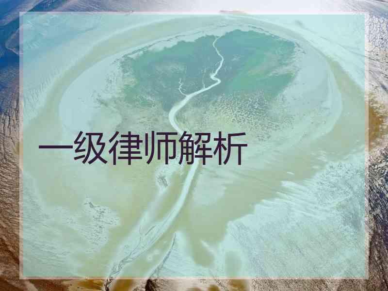 一级律师解析