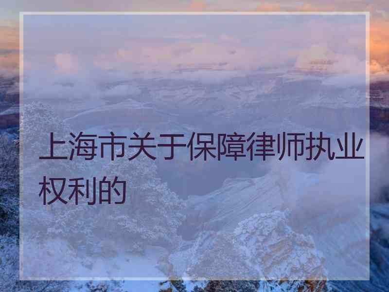 上海市关于保障律师执业权利的