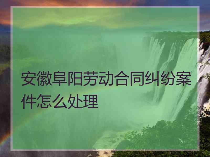 安徽阜阳劳动合同纠纷案件怎么处理