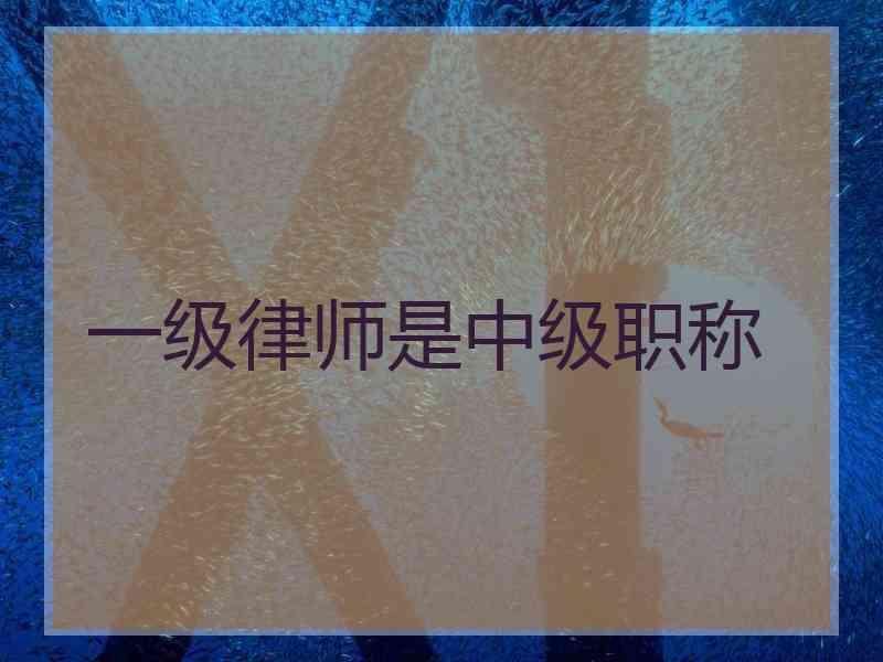 一级律师是中级职称