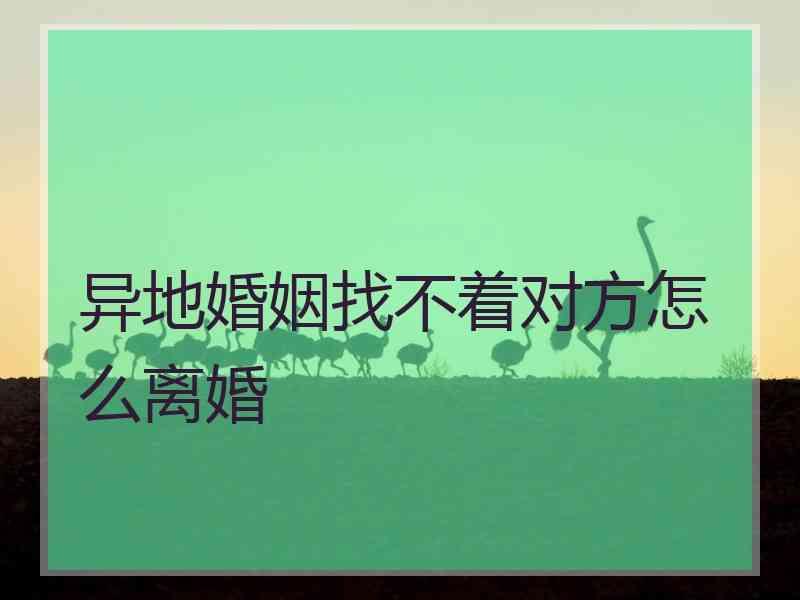异地婚姻找不着对方怎么离婚