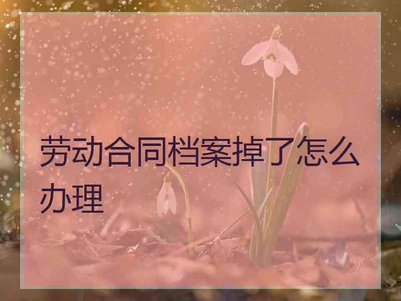 劳动合同档案掉了怎么办理