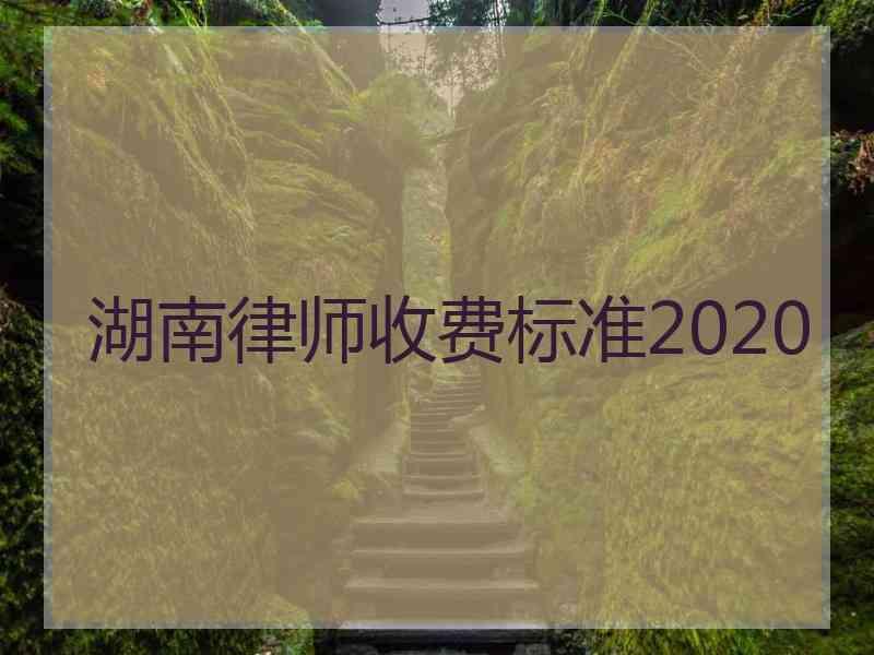 湖南律师收费标准2020