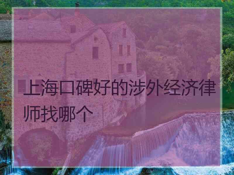 上海口碑好的涉外经济律师找哪个