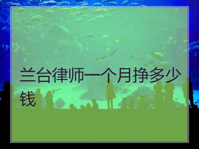 兰台律师一个月挣多少钱