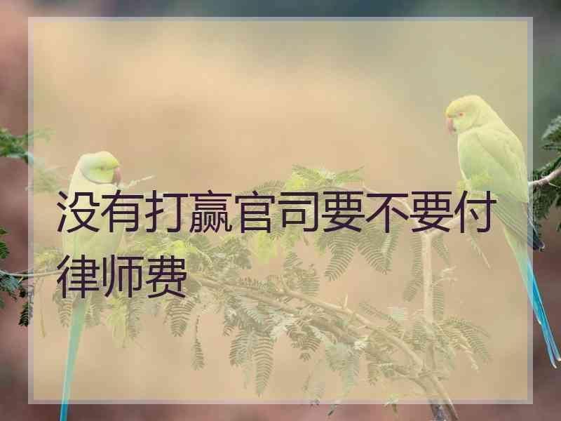 没有打赢官司要不要付律师费