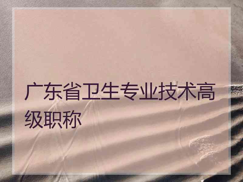 广东省卫生专业技术高级职称