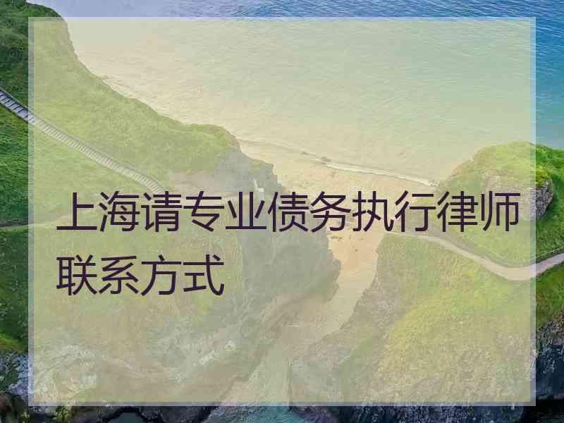 上海请专业债务执行律师联系方式