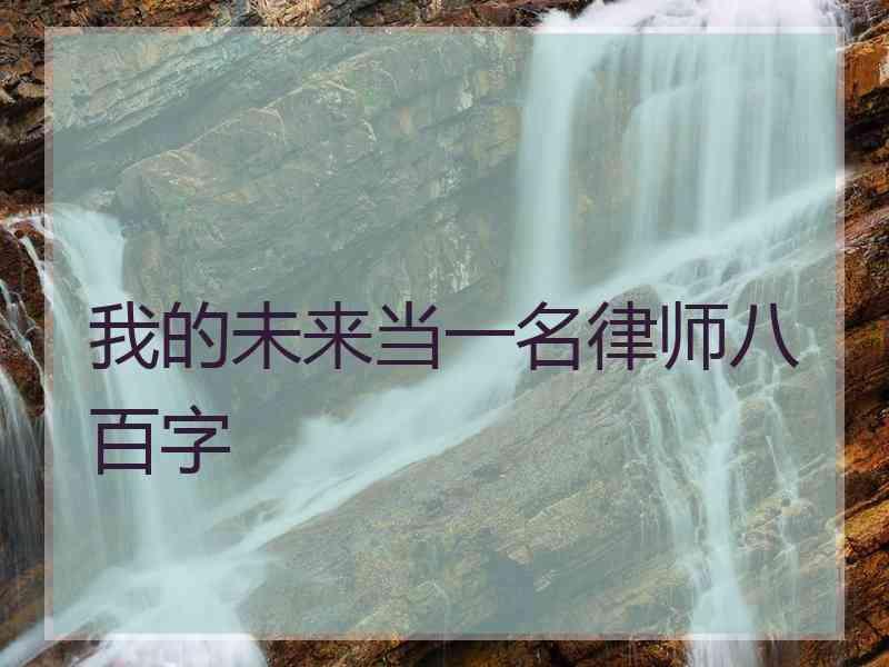 我的未来当一名律师八百字