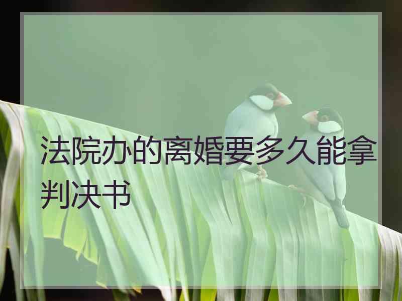 法院办的离婚要多久能拿判决书