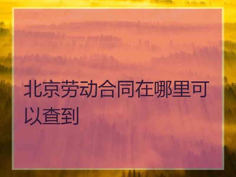 北京劳动合同在哪里可以查到