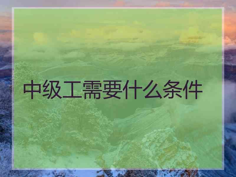 中级工需要什么条件