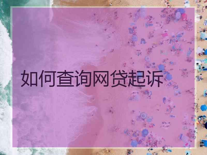 如何查询网贷起诉