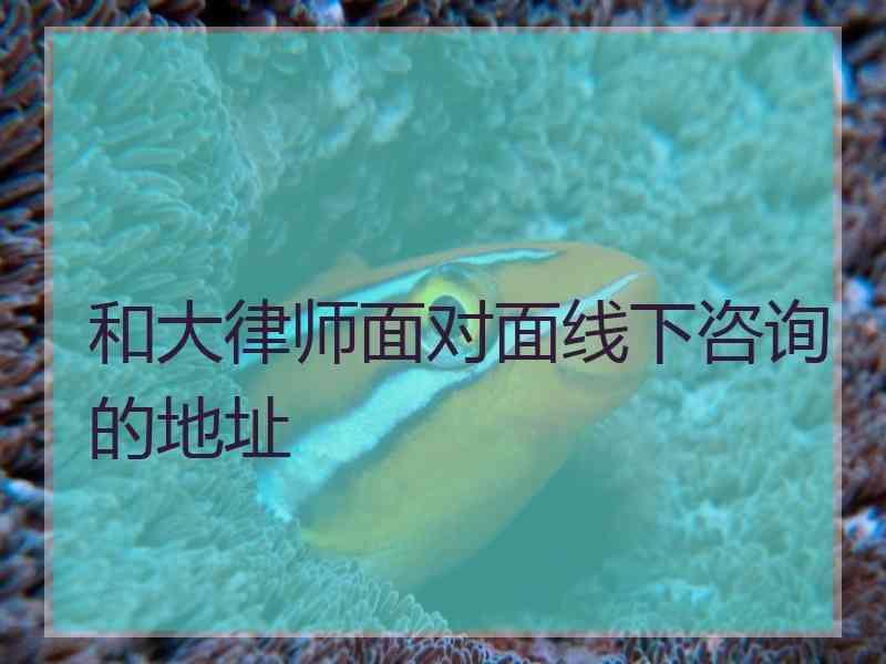 和大律师面对面线下咨询的地址