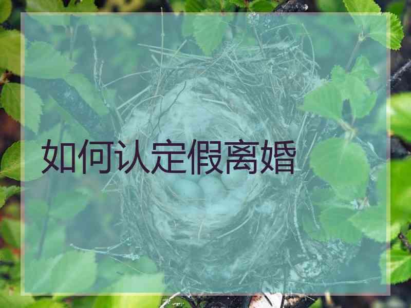 如何认定假离婚