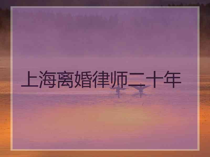 上海离婚律师二十年
