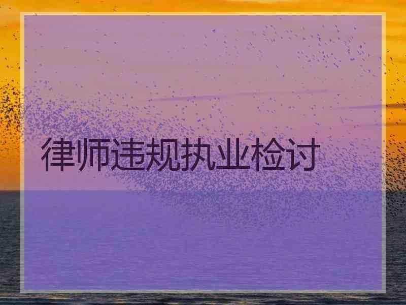 律师违规执业检讨