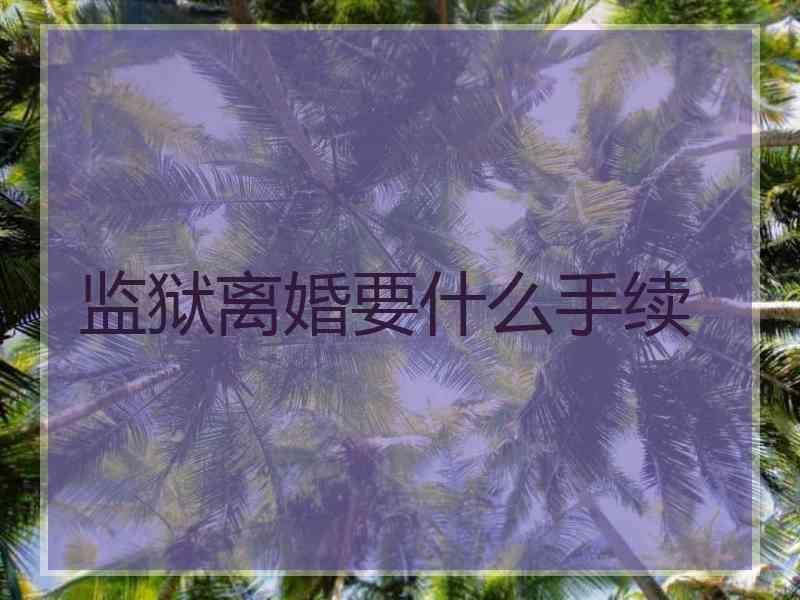 监狱离婚要什么手续