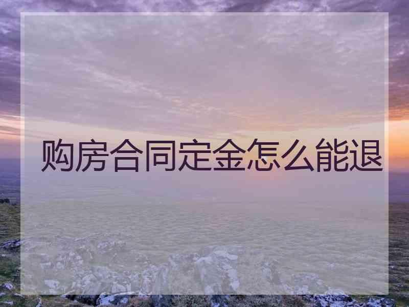 购房合同定金怎么能退