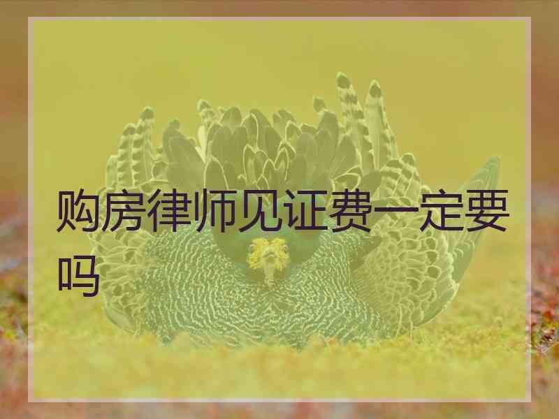 购房律师见证费一定要吗