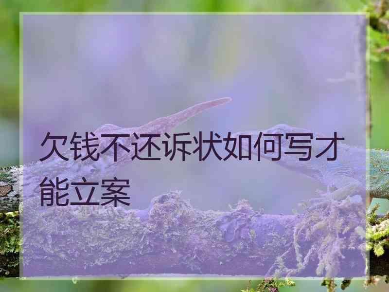 欠钱不还诉状如何写才能立案