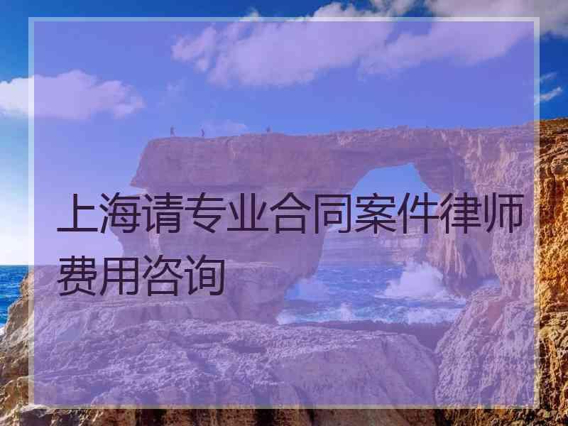 上海请专业合同案件律师费用咨询