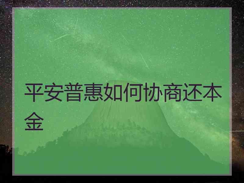 平安普惠如何协商还本金